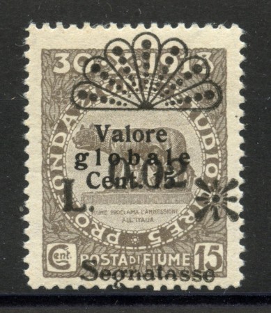 1921 - FIUME - LOTTO/40967 - 0,02 SU 15c.  SEGNATASSE  - VARIETA' - LINGUELLATO