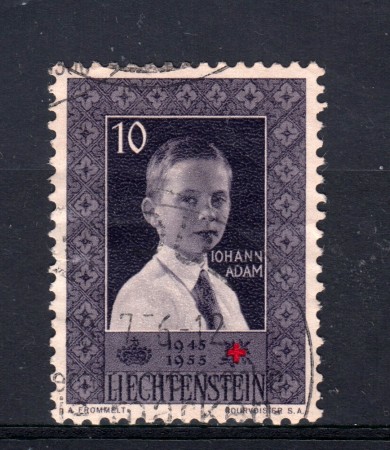 1955 - LIECHTENSTEIN - 10r. ANNIVERSARIO CROCE ROSSA - USATO - LOTTO/32116