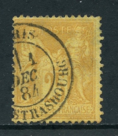 1879 - FRANCIA - 25c. GIALLO BISTRO - USATO A STRASBURGO - LOTTO/27073A