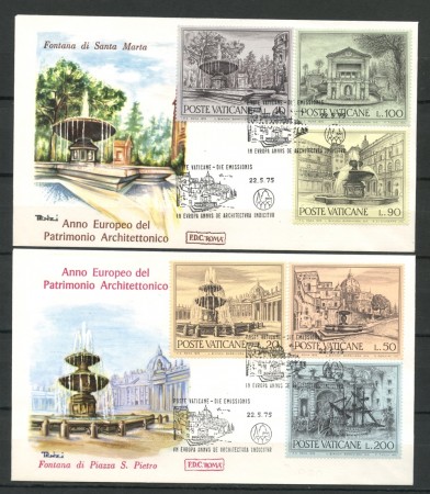 1975 - VATICANO - FONTANE VATICANE - 2 BUSTE FDC ROMA - LOTTO/27579