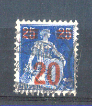 1921 - LOTTO/10162U - SVIZZERA - 20c. su 25c. AZZURRO -  USATO