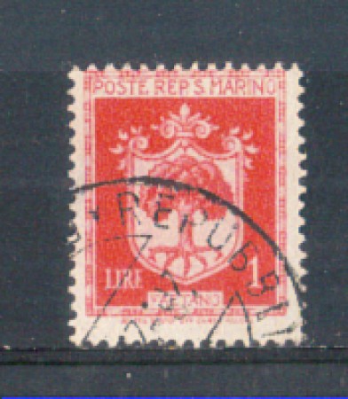1945 - LOTTO/RSM284U - SAN MARINO - 1 LIRA STEMMI USATO