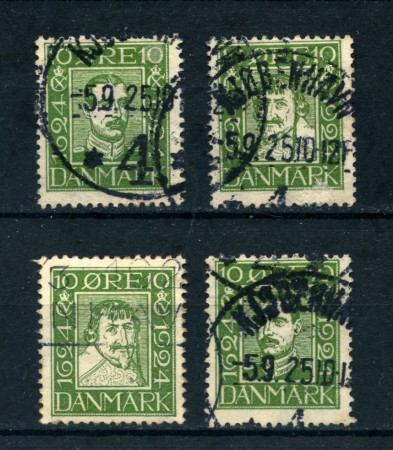 1924 - LOTTO/20505 - DANIMARCA - 10 ore  3° CENTENARIO POSTE 4v. - USATI
