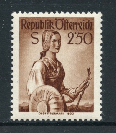1951/52 - AUSTRIA - 2,50 COSTUME ALTA STIRIA - NUOVO - LOTTO/27910
