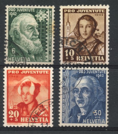 1942 - LOTTO/22276 - SVIZZERA - PRO JUVENTUTE 4v. - USATI