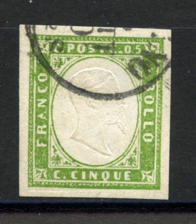 1859 - SARDEGNA - LOTTO/41215 - 5 CENTESIMI VERDE GIALLO - USATO