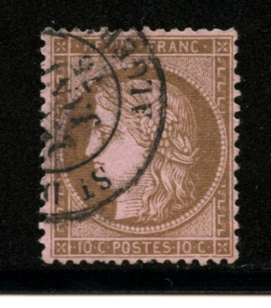1871/75 - LOTTO/12871 - FRANCIA - 10c. BRUNO SU ROSA - USATO