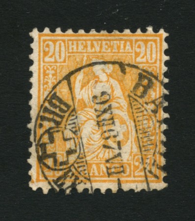 1862 - LOTTO/16324B - SVIZZERA - 20c. ARANCIO HELVETIA - USATO