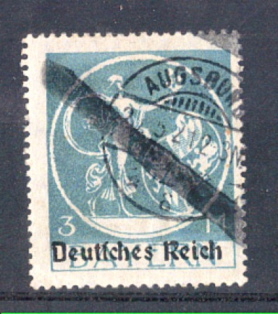 1920 - LOTTO/GER235U - GERMANIA - 3 M. AZZURRO USATO