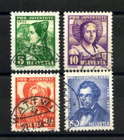 1935 - SVIZZERA - LOTTO/41680 - PRO JUVENTUTE 4v. - USATI