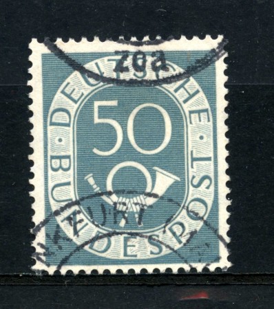 1951 - GERMANIA - 50p. GRIGIO AZZURRO CORNO DI POSTA - USATO - LOTTO/30772