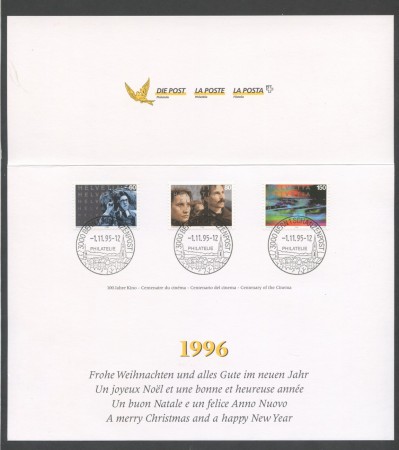 1995 - SVIZZERA - LOTTO/43482FU - CENTENARIO DEL CINEMA 3v. - USATI - FOLDER