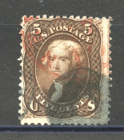 1861/62 - STATI UNITI - LOTTO/40814 - 5 Cent. BRUNO T. JEFFERSON - USATO