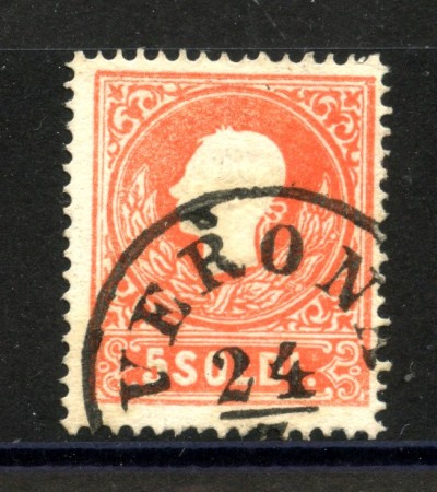 1859 - LOMBARDO VENETO - LOTTO/40563 - 5 SOLDI  ROSSO - USATO VERONA
