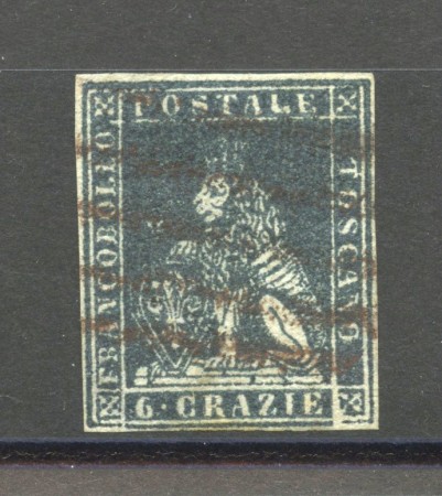 1851/52 - TOSCANA - LOTTO/40279 - 6 CRAZIE ARDESIA SU GRIGIO - USATO