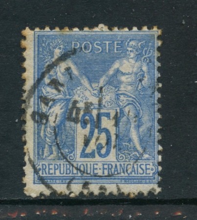 1876 - FRANCIA - 25c. OLTREMARE - USATO - LOTTO/27064
