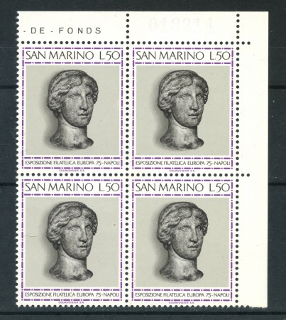 1975 - LOTTO/7961Q - SAN MARINO - MOSTRA FRANCOBOLLO A NAPOLI - QUARTINA  NUOVI