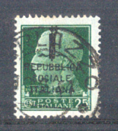 1944 - LOTTO/RSI490U - RSI - 25c. SOPRASTAMPATO - USATO
