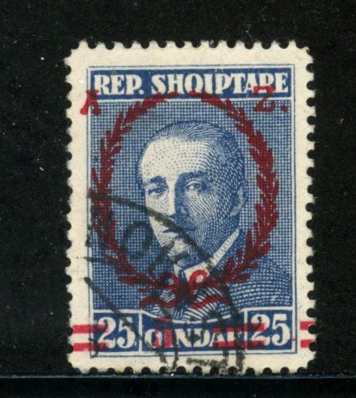 1928 - ALBANIA -  5q. su 25q.BLU ZOGOU SOPRASTAMPATO - USATO - LOTTO/29630