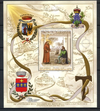 2013 - SAN MARINO - DONAZIONE MONTE VERNA - FOGLIETTO NUOVO - LOTTO/36752