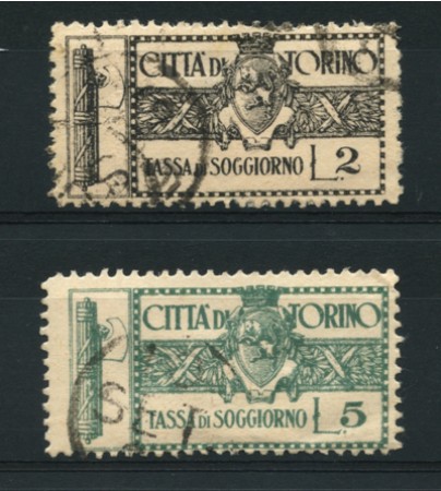 1943/45 - LOTTO/12553 - CITTA' DI TORINO - 2/5 LIRE TASSA DI SOGGIORNO - USATI