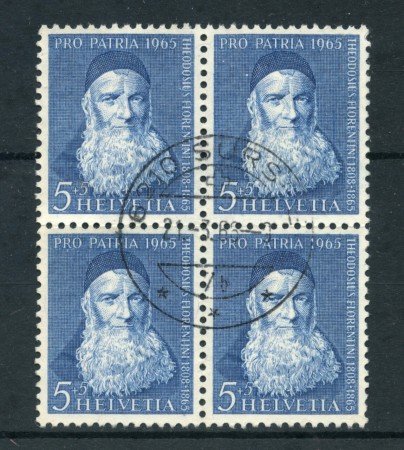 1965 - LOTTO/24043 - SVIZZERA - 5+5 c. PRO  PATRIA - QUARTINA USATI