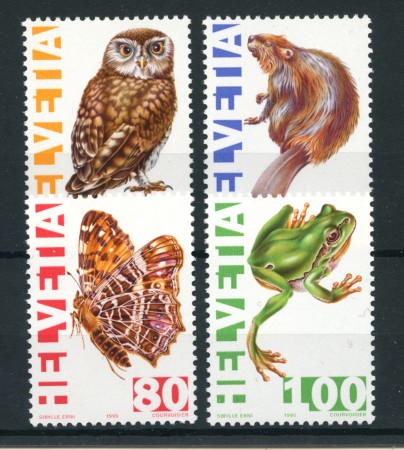 1995 - LOTTO/24545 - SVIZZERA - ANIMALI IN ESTINZIONE 4v. - NUOVI