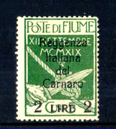 1920 - LOTTO/10686 - FIUME - 2 LIRE SU 5 CENT. VERDE  REGGENZA ITALIANA - LING.