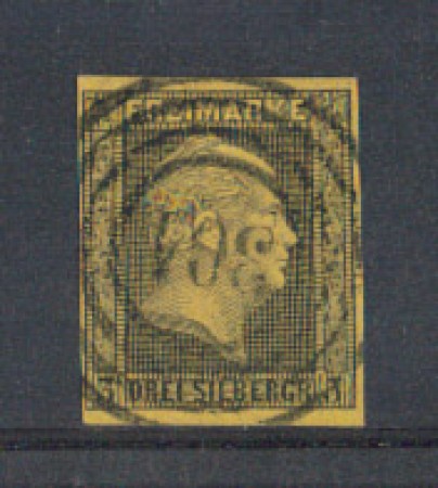 PRUSSIA - 1850/56 - 3s. NERO SU GIALLO
