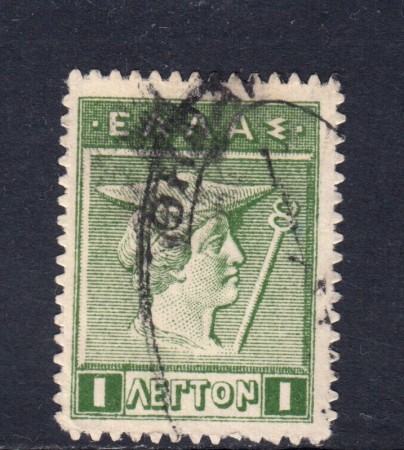 1912/22 - GRECIA - 1l. VERDE MERCURIO USATO - LOTTO32321U