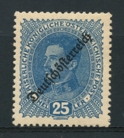 1918 - LOTTO/14242 - AUSTRIA - 25h. AZZURRO SOPRASTAMPATO - NUOVO