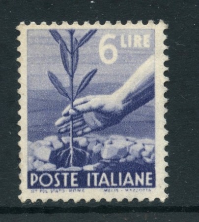 1945/46 - REPUBBLICA - 6 LIRE DEMOCRATICA - NUOVO - LOTTO/27218