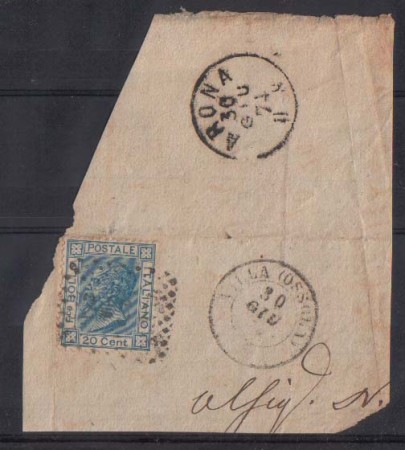 1874 - LOTTO/971 - REGNO -  20c. AZZURRO - ARONA