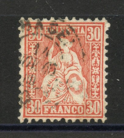 1862 - SVIZZERA - LOTTO/40611 - 30 CENT. VERMIGLIO - USATO