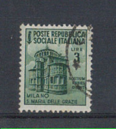 1944 - LOTTO/RSI511U - RSI - 3 LIRE MONUMENTI DISTRUTTI - USATO