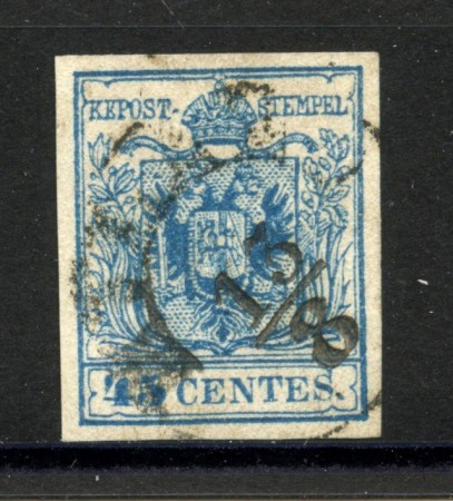 1855 - LOMBARDO VENETO - LOTTO/40984 - 45 CENT. AZZURRO II° TIPO - USATO