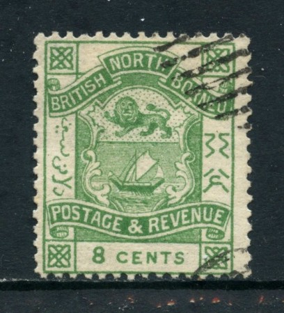 1889/92 - NORD BORNEO - 8 VERDE CENT. ROSA - USATO - LOTTO/26975U