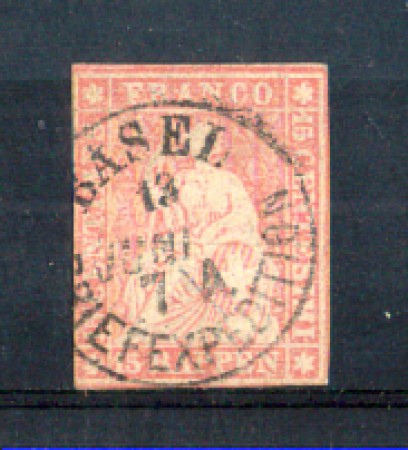 1854 - LOTTO/10153U - SVIZZERA - 15 RAPPEN  ROSA - USATO