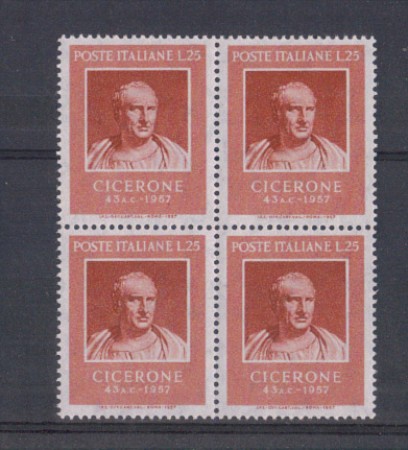 1957 - LOTTO/6322Q - REPUBBLICA - 25 L. CICERONE QUARTINA