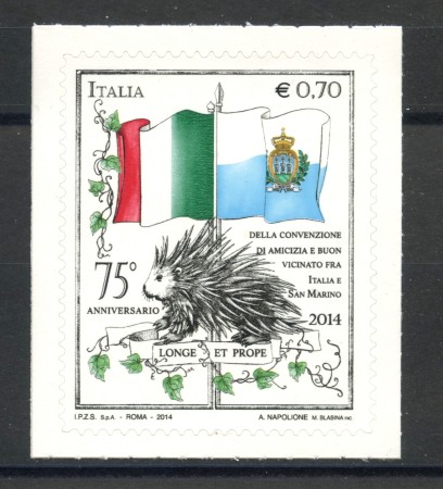 2014 - REPUBBLICA - AMICIZIA CON SAN MARINO - NUOVO - LOTTO/36854