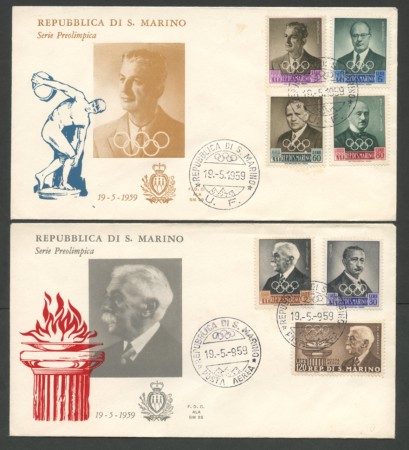 1959 - LOTTO/16035 - SAN MARINO - PREOLIMPICA - 2 BUSTE FDC