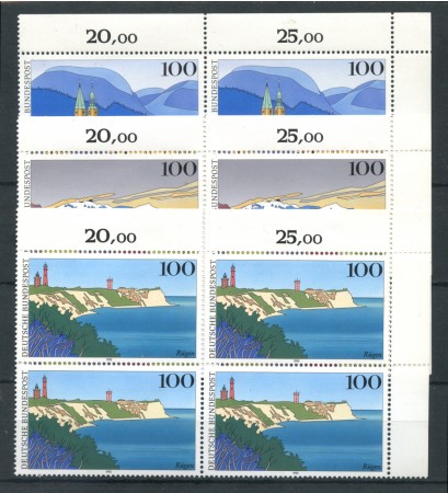 1993 - LOTTO/5325Q - GERMANIA - VEDUTE 3v. - QUARTINE NUOVI