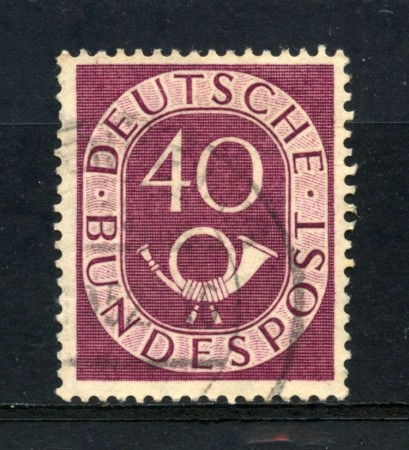 1951 - GERMANIA - 40p. MALVA CORNO DI POSTA - USATO - LOTTO/30771