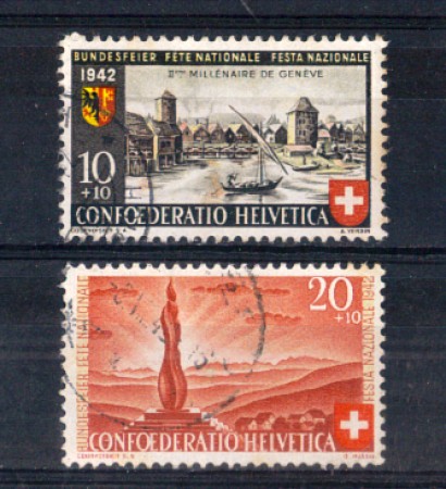 1942 - LOTTO/SVI379CPU - SVIZZERA - PRO PATRIA 2v. - USATI