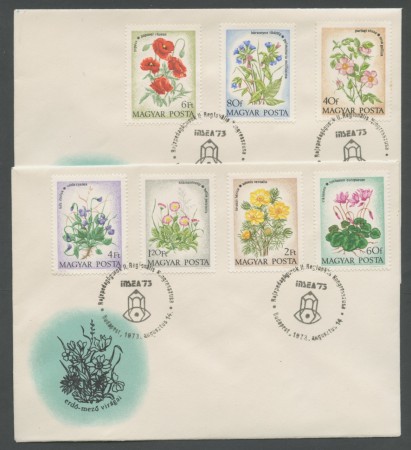 1973 - UNGHERIA - LOTTO/19403 -  FIORI 7v. - 2 BUSTE FDC