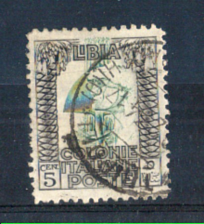 LIBIA - 1926/30 - LOTTO/LIBIT60U - 5c. NERO VERDE PITTORICA - USATO