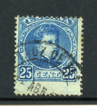 1901/05 - SPAGNA -  LOTTO/42933 - 25 CENT. AZZURRO RE ALFONSO XIII° - VARIETA' USATO