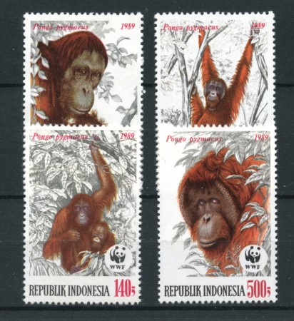 1989 - LOTTO/19238 - INDONESIA - SCIMIE ORANG-OUTANG 4v. - NUOVI