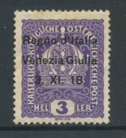 1918 - VENEZIA GIULIA - 3 HELLER VIOLETTO - LING. - LOTTO/26750