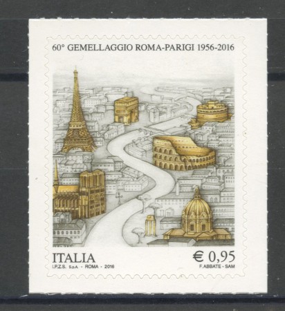 2016 - REPUBBLICA - GEMELLAGGIO ROMA PARIGI - NUOVO - LOTTO/36983